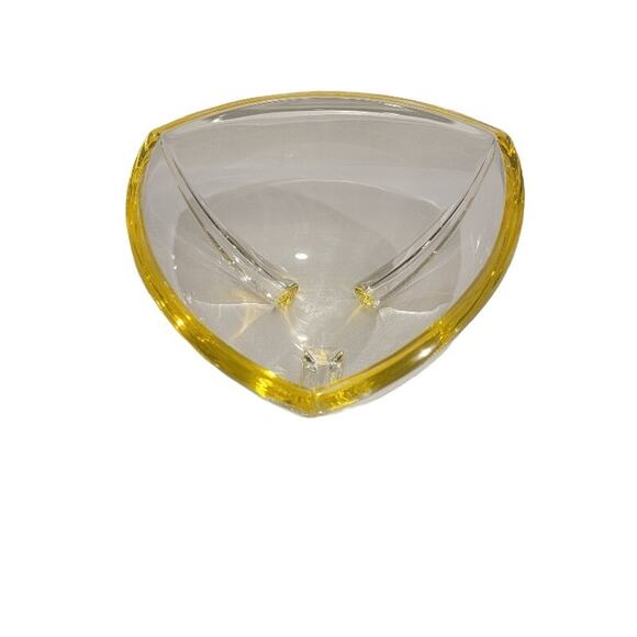 Art Deco German Crystal Bowl Volker Walther Home Decor Yellow Weighted Vintage - Picture 1 of 12